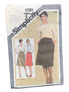 Simplicity 9789 Sewing Pattern Misses Skirt Size 18-20
